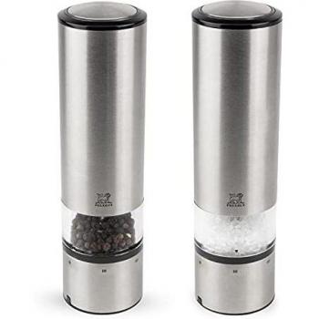 Set de molinillos eléctricos de sal y pimienta Peugeot Elis Sense Duo 20 cm con ajuste de grosor en acero inoxidable