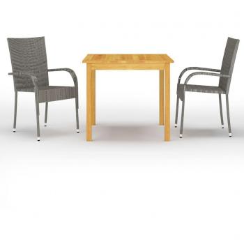 vidaXL 3 Piece Garden Dining Set Grey