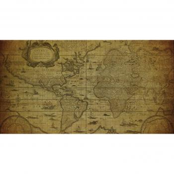 Decowood Cabecero con Diseño Mapamundi Antiguo, Madera, Multicolor, 160x3x80 cm