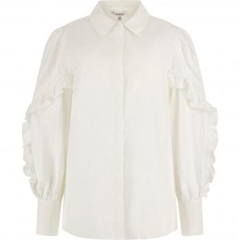 Guess Women's White Ruffle Shirt Sophia - Regular Fit, Size M