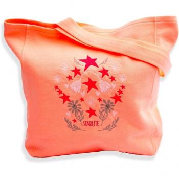Bolso de hombro Starlite con cremallera y logo bordado, bolso shopper naranja Hippie Chic con bordado multicolor
