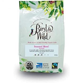 Bird and Wild Seasonal Medium Roast Ground Coffee, 200 Grams, Fairtrade, Organic, Shade Grown, Bird Friendly, Strength 3, Ideal for French Press Cafetiere Filter Drip V60 Aeropress