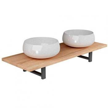 vidaXL Lavabo de Baño con Estante de Pared Cerámica Hogar Jardín Bricolaje Grifo Ducha Aseo Servicio Tocador Pila Ducha Toilette Diseño Decoración
