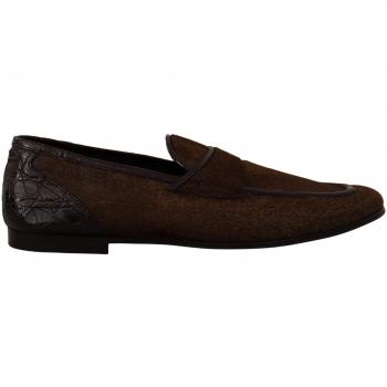 Dolce & Gabbana Brown Leather Slip-On Dress Loafers - EU39/US6