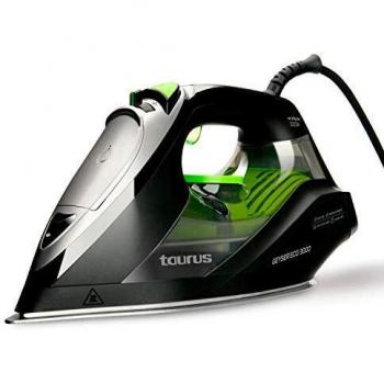 Taurus Geyser Eco 3000 3000-Plancha 3000W, Elimina Virus y bacterias, 200 g/min, Punta de precisión, regulador de Vapor y Temperatura, antical Recargable, W, Suela anodizada ultradesliante, Negro