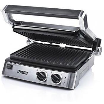 Princess 117300 – Parrilla de contacto con dos termostatos regulables, de mesa y sandwichera