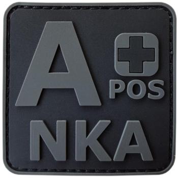2AFTER1 ACU All Black APOS A+ NKA Blood Type No Known Allergies Morale PVC Rubber Fastener Patch