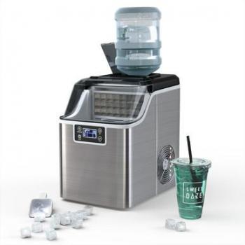 Portable Electric Countertop Ice Maker with Ice Scoop and Basket, Produces 40 lbs of Ice per Day, Compact Design, Self-Cleaning Function, Fast Ice Production (Bullet-shaped Ice Cubes), User-Friendly Control Panel, Water Reservoir Capacity: