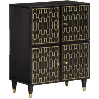 Armario auxiliar de madera maciza de mango 60x33x75 cm color negro Vidaxl
