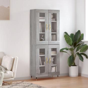 Aparador alto de madera contrachapada gris sonoma 69,5x34x180 cm