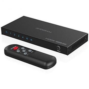 Selector HDMI 4K AVIDGRAM con 4 entradas, 1 salida, control remoto IR, HDCP, HDR10, 3D y 18Gbps para Xbox y PS4
