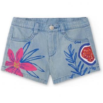 Tuc Tuc - Short de niña denim con estampado Acid Bloom