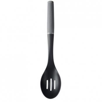 Cuchara de Rejilla KitchenAid Soft Grip - Gris Carbón y Set de 2 Tazas y Platillos de Espresso Mikasa x Sarah Arnett (85ml)