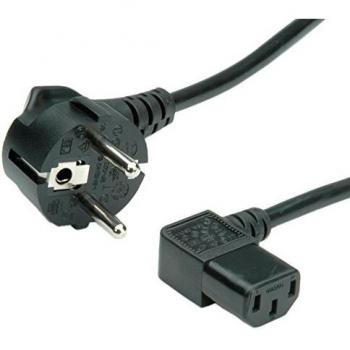 Cable de Alimentación IEC-C13 90° Schuko 1,8m - Conector Angulado y Negro