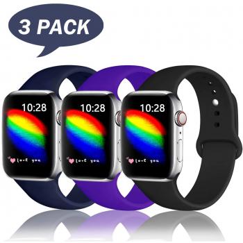 DCMEKA Correa Compatible con Apple Watch 38mm 42mm 40mm 44mm, Correa de Repuesto de Silicona Suave para Apple Watch Series 5/4/3/2/1, S/M, M/L