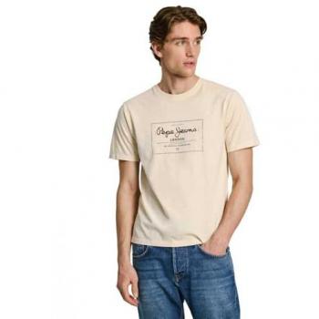 Camiseta Pepe Jeans Hombre Manga Corta Simon Off White Algodón Orgánico Sostenible L