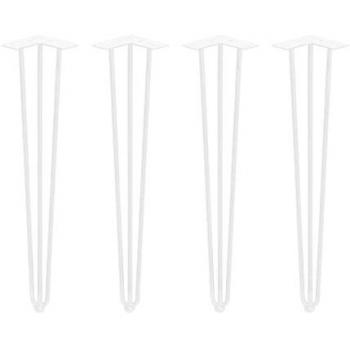 Lote de 4 patas hairpin de 3 varillas para mesa, altura 710mm, acero pintado blanco