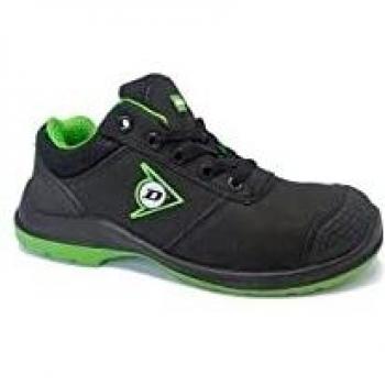 DUNLOP Zapato de Seguridad S3 First One ADV Bajo, Negro/Verde en Piel Action, Puntera Composite - DL0201028 Talla 39