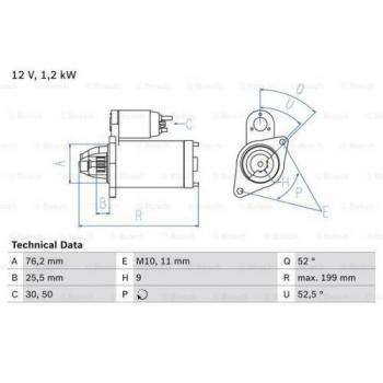 Motor de Arranque Bosch 986020890 - Motor de arranque, marca Bosch, modelo 0 986 020 890, diseñado para proporcionar un arranque eficiente y confiable en vehículos
