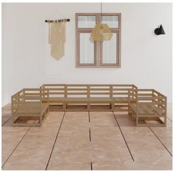 Muebles de jardín 8 piezas marrón miel madera de pino
