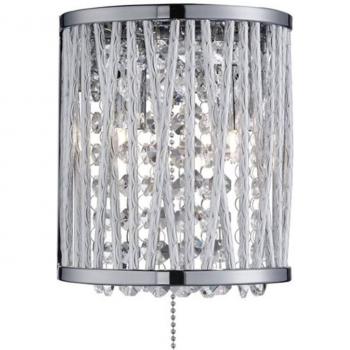 Aplique de diseño Elise Aluminio Cromo 2 bombillas 17cm con colgantes brillantes