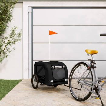 Remolque de bicicleta para perros, hierro y tela Oxford negro.