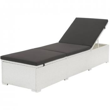 Tumbona con cojín de ratán sintético en colores Negro, Marrón y Gris, ideal para exterior (jardín, playa, piscina, terraza), sofá cama reclinable y asiento de relax