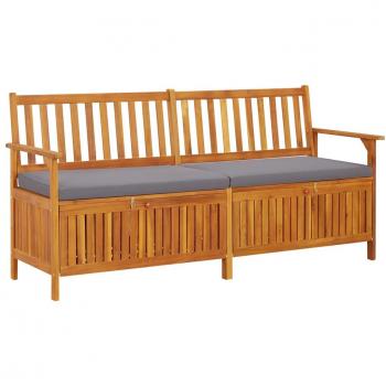 Banco de almacenaje con cojín de madera de acacia 84x170x63 cm