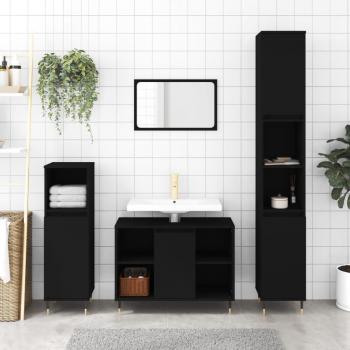 Mueble de baño negro 80x33x60 cm de madera multicapa y madera de ingeniería vidaXL