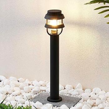 Lindby Bolardo luminoso Alvaro en gris oscuro, 60 cm, Lámpara para exterior 'Alvaro' (Moderno) en Negro hecho de Aluminio (1 llama, E27) de iluminación de senderos,