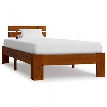 vidaXL Madera Maciza Pino Estructura de Cama Mobiliario Casa Clásica Práctica Cómoda Moderna Robusta y Duradera Sin Colchón Marrón Miel 100x200cm