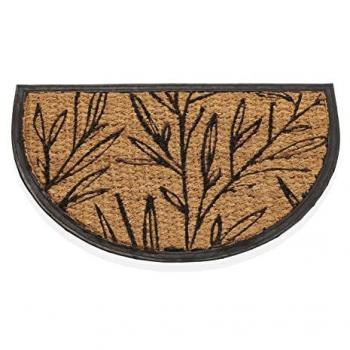 Felpudo de Fibra de Coco Media Luna con Hojas - 60x2x40cm marca Versa