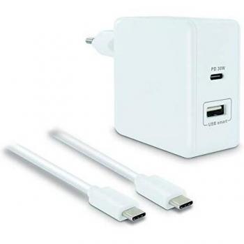 Metronic Cargador USB-C 42W con Cable USB-C y Puerto USB-A Blanco