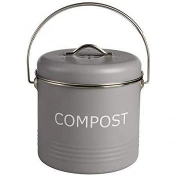 MONTEMAGGI Cubo de basura compuesto de metal esmaltado gris