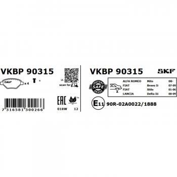 Pastillas de freno SKF VKBP 90315 - Juego de pastillas de freno, marca SKF, modelo VKBP 90315