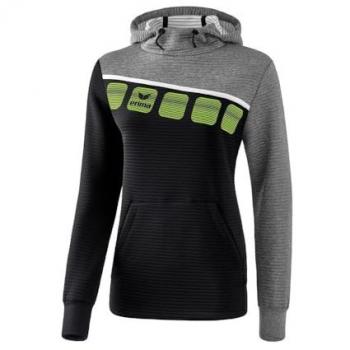 Erima Women's 5-C Hoodie Black / Grey Marl / White