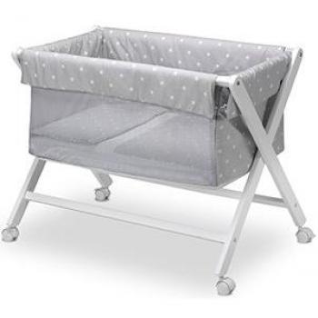 Pirulos 28113120 - Minicuna plegable tijera natural, diseño stars, 68 x 90 x71 cm, color blanco y gris