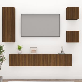 vidaXL Set de muebles para TV 5 piezas madera contrachapada 80 x 30 x 30 cm