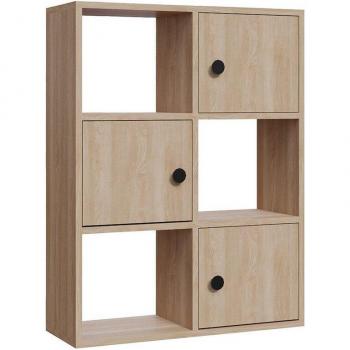 Librería WellHome, 100% tablero aglomerado rechapado en melamina, color roble