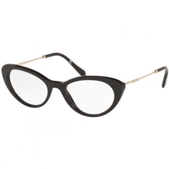Miu Miu MU05RV 1AB1O1 Gafas Recetadas para Mujer Negras con armazón negro y lentes de 53