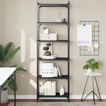 vidaXL Bookcase 6-Tier Black 60x30x188 cm Engineered Wood