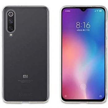Muvit Pack Xiaomi Mi 9 SE Funda Cristal Soft Transparente + Protector Pantalla Vidrio Templado Plano Marco Negro