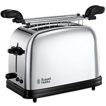 Russell Hobbs Tostadora Victory - 2 Rejillas para Sándwiches, 2 Ranuras Cortas y Anchas, Tostador para 2 Rebanadas, Bandeja Recogemigas, Función Cancelar y Descongelar, Acero Inox., Plata - 23310-57