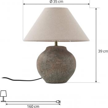 Lámpara de mesa Lucande Thalorin, altura 39 cm, cerámica marrón