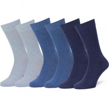 Easton Marlowe 6 PR Calcetines Lisos Negros Hombre, Algodón Peinado - 6pk #3-4, Azul Claro/Denim/Indigo mezcla - 43-46 talla de calzado UE