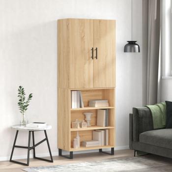 Aparador alto de madera contrachapada color roble 69,5x34x180 cm