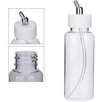 KKmoon 10PZAS 100cc Botellas de Plástico de Aerógrafo Adaptador de Tapa Vasija de Aerógrafo de Doble Acción Alimentación por Sifón Botella de Pintura
