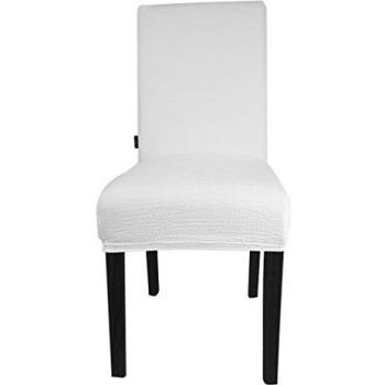 4 x Auralum® Fundas para sillas, fundas elásticas, cubiertas para sillas,Cubierta de Asiento Funda de Silla Comedor,2% Spandex + 98% Poliéster,bielástico Extraíble funda, muy fácil de limpiar, duradera - Blanco