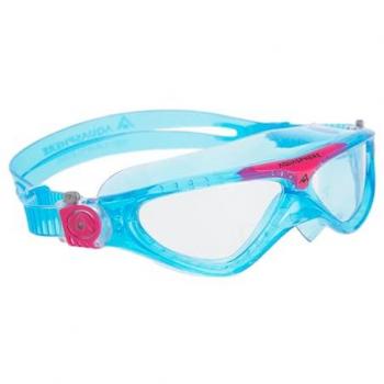 Gafas de natación Aqua Sphere Vista Jr para niños, modelo MS5084302LC, con lentes transparentes, protección UV, sello de silicona, lentes antivaho y antifugas