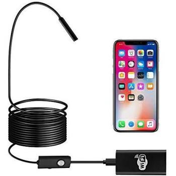 Endoscopio Impermeable 720P HD, BEVA Boroscopio WiFi Cámaras de Inspección con 6 Luces LED, Cable Rígido, para IOS, Android, Windows,Tableta